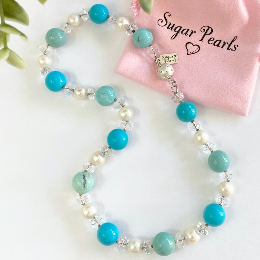 Turquoise, Pearl & Quartz Necklace